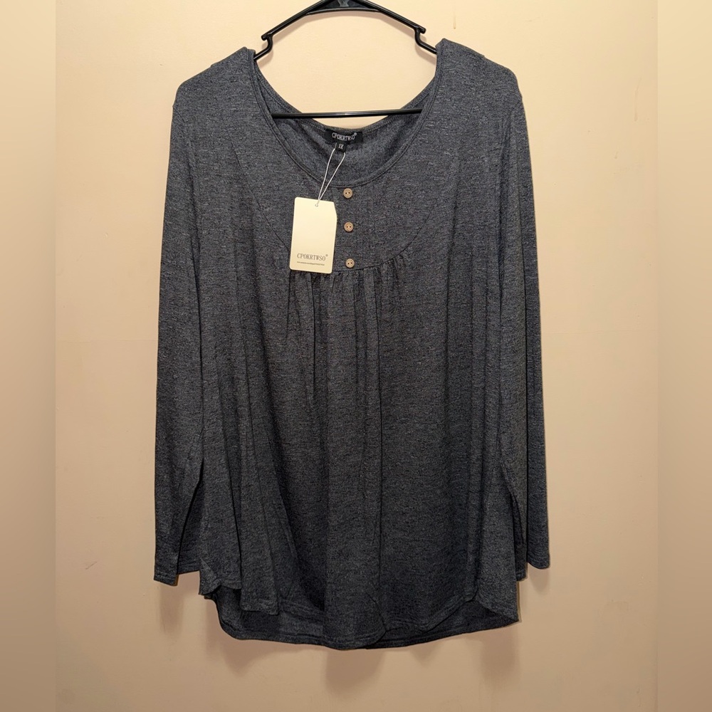 CPOKRTWSO Dark Gray Long Sleeve Top